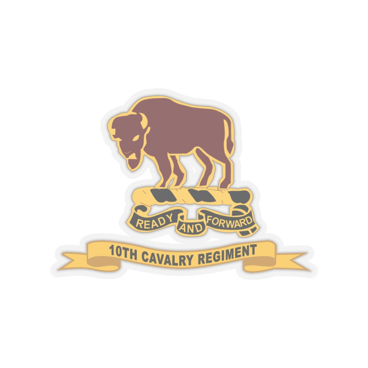 Kiss-Cut Stickers - Army  - 10th Cavalry Regiment w Ribbon X 300