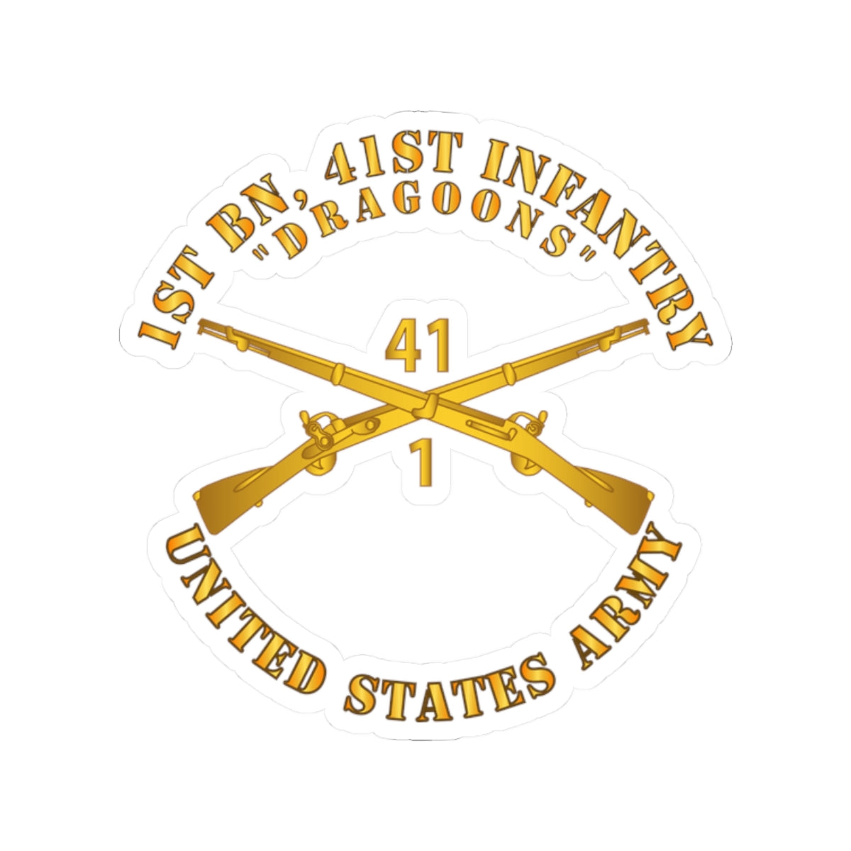 Kiss-Cut Stickers - Army - 1st Bn, 41st Infantry - Dragoons