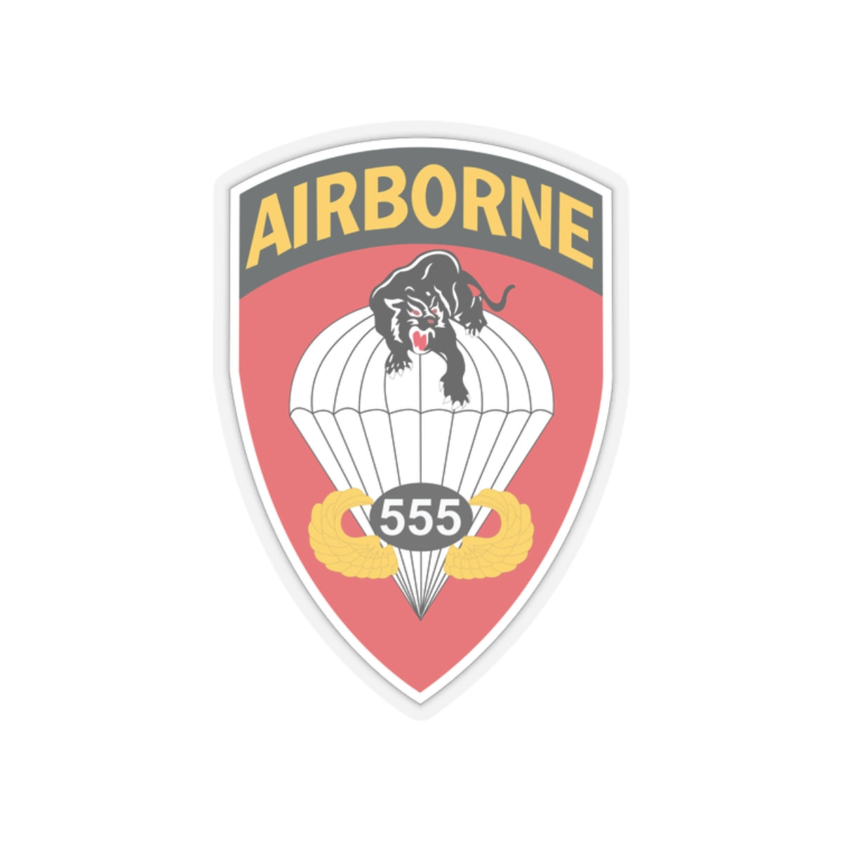 Kiss-Cut Stickers - Army - 555th Parachute Infantry Battalion - SSI w Br - Ribbon