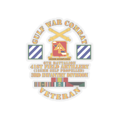 Kiss-Cut Stickers - Army - Gulf War Combat Vet w 6th Bn 41st Arty - 3rd ID X 300