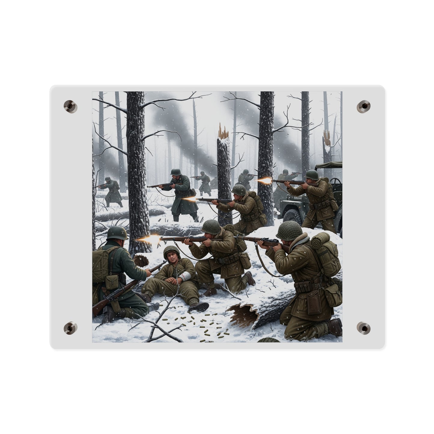Acrylic Wall Art Panel - 101st Airborne Division fighting the German Army at the Battle of Bastogne