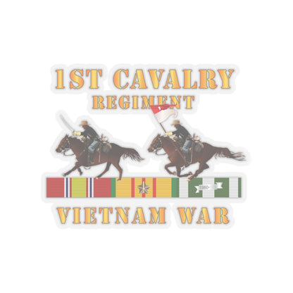 Kiss-Cut Stickers - Army - 1st Cavalry Regiment - Vietnam War wt 2 Cav Riders and VN SVC X300