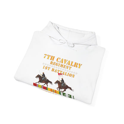 Unisex Heavy Blend™ Hooded Sweatshirt - Army - 1st Battalion,  7th Cavalry Regiment - Vietnam War wt 2 Cav Riders and VN SVC X300