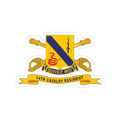 Kiss-Cut Stickers - Army  - 14th Cavalry Regiment w Br - Ribbon