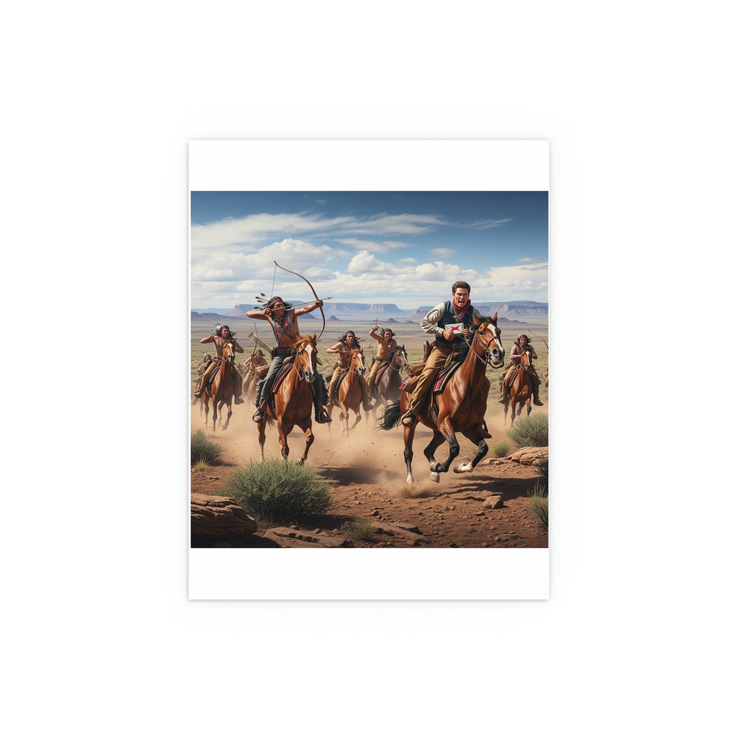 Indoor and Outdoor Silk Posters - Apache Indians attacking a Pony Express Rider