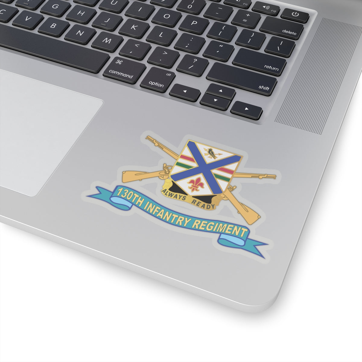 Kiss-Cut Stickers - Army - 130th Infantry Regiment - DUI w Br - Ribbon