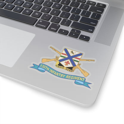 Kiss-Cut Stickers - Army - 130th Infantry Regiment - DUI w Br - Ribbon