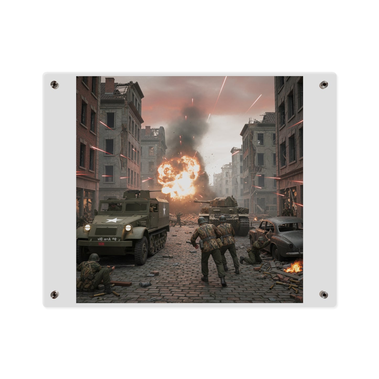 Acrylic Wall Art Panel - M3A1 - 9th Armor Division Attack - WWII