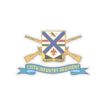 Kiss-Cut Stickers - Army - 130th Infantry Regiment - DUI w Br - Ribbon