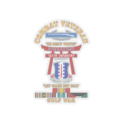 Kiss-Cut Stickers - Army - Combat Veteran - 187th Infantry Regiment - Torii, Rakkasans, Let Valor Not Fail, English, Latin w CIB w GULF SVC