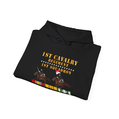 Unisex Heavy Blend™ Hooded Sweatshirt - Army - 1st Squadron, 1st Cavalry Regiment - Vietnam War wt 2 Cav Riders and VN SVC X300