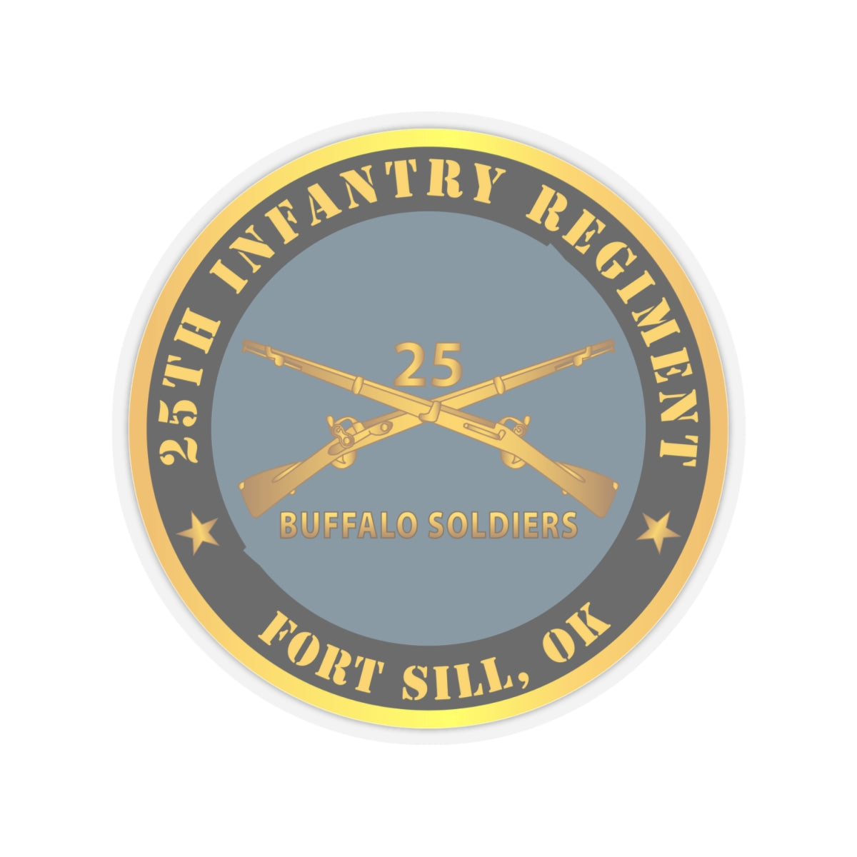Kiss-Cut Stickers - Army - 25th Infantry Regiment - Fort Sill, OK - Buffalo Soldiers w Inf Branch