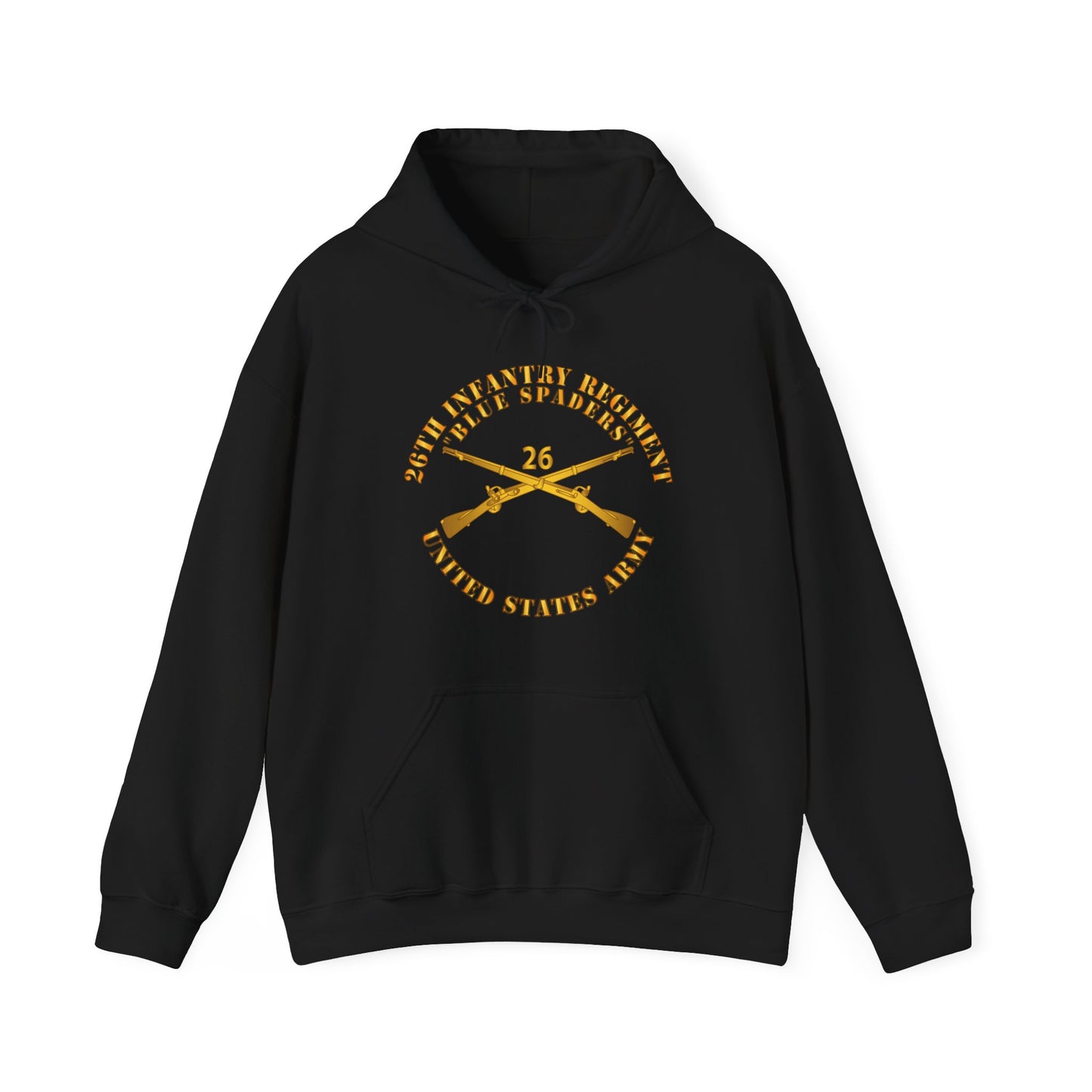 Unisex Heavy Blend™ Hooded Sweatshirt - Army - 26th Infantry Regiment - Blue Spaders w Infantry Br X 300