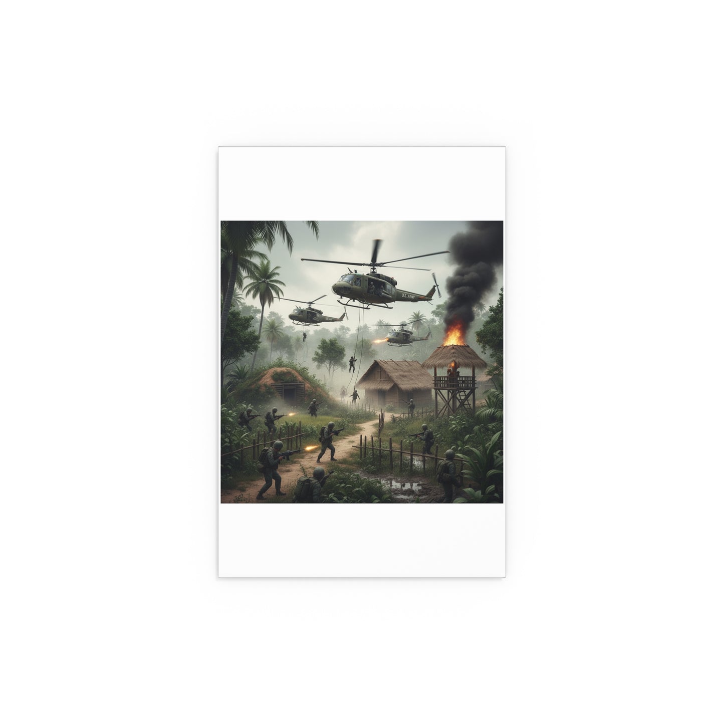 Indoor and Outdoor Silk Posters - Vietnam Village Helicopter Assault