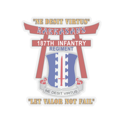 Kiss-Cut Stickers - Army - 187th Infantry Regiment - Torii, Rakkasans, Let Valor Not Fail, English, Latin
