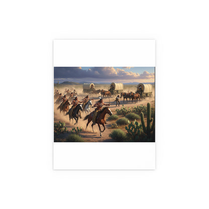 Indoor and Outdoor Silk Posters - Apache Indians attacking a wagon train