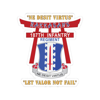 Kiss-Cut Stickers - Army - 187th Infantry Regiment - Torii, Rakkasans, Let Valor Not Fail, English, Latin