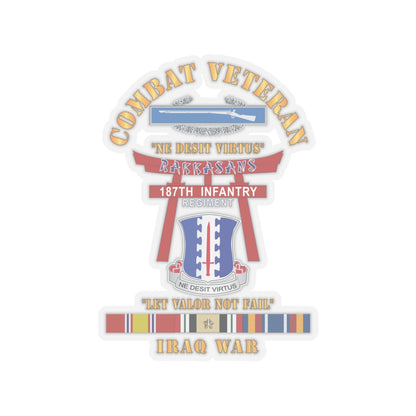 Kiss-Cut Stickers - Army - Combat Veteran - 187th Infantry Regiment - Torii, Rakkasans, Let Valor Not Fail, English, Latin w CIB w IRAQ SVC