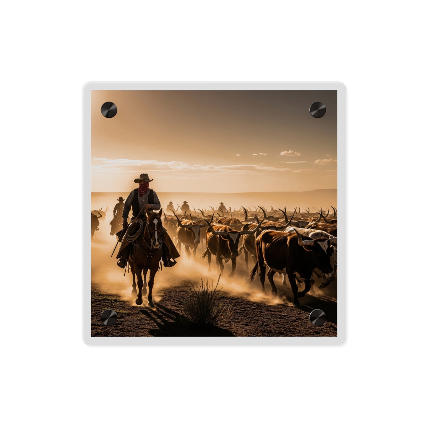 Acrylic Wall Art Panel - Dirty, dusty cattle drive in the Old West