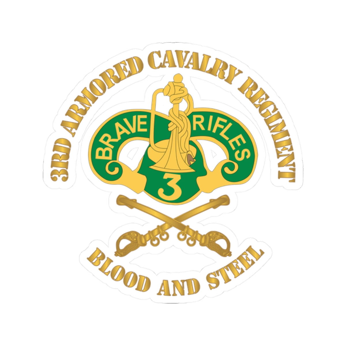 Kiss-Cut Stickers - Army - 3rd Armored Cavalry Regiment DUI - Blood and Steel