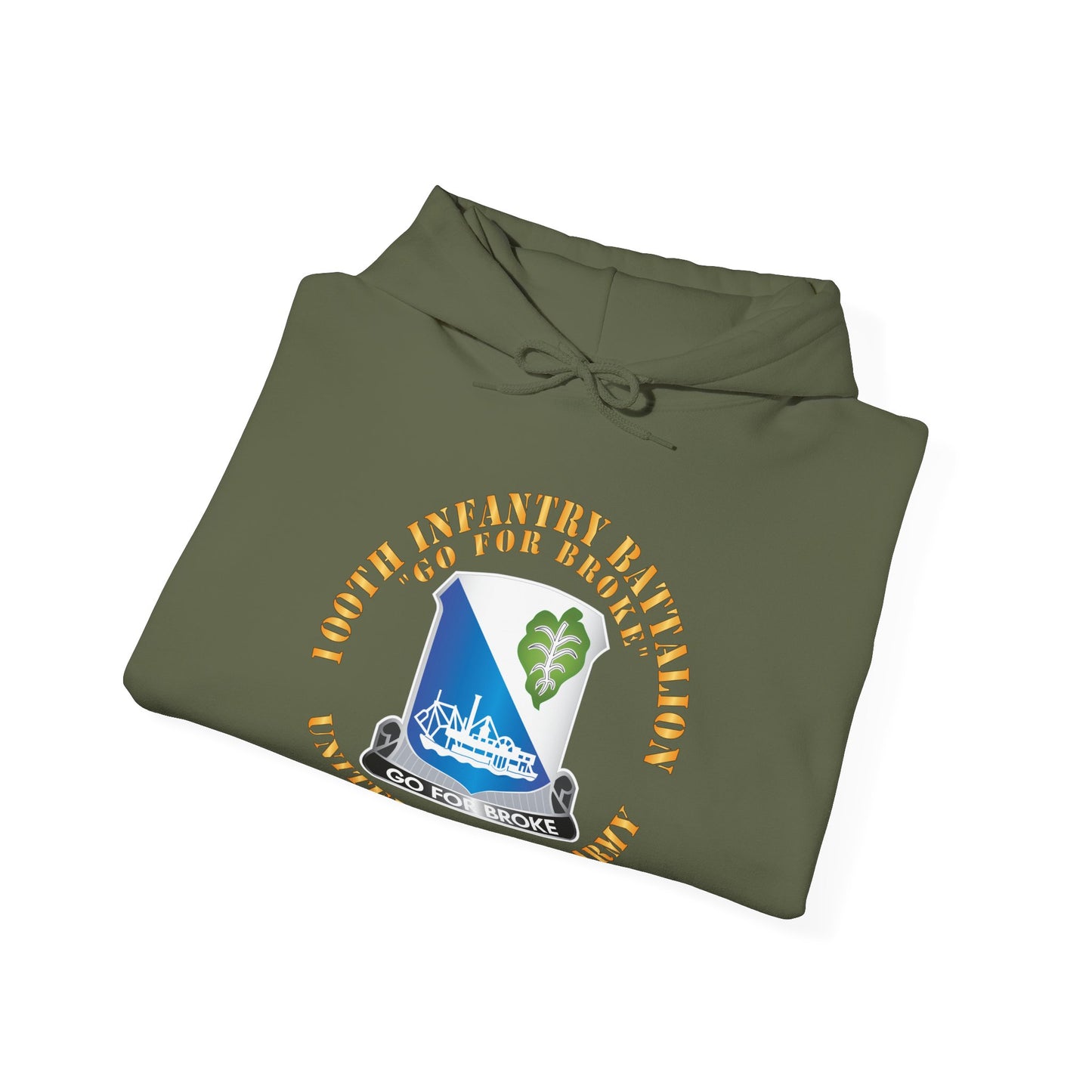 Unisex Heavy Blend™ Hooded Sweatshirt - Army - 100th Infantry Battalion - DUI - Go for Broke X 300