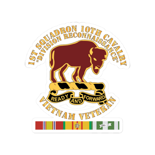 Kiss-Cut Stickers - Army - 1st Squadron, 10th Cavalry w SVC Ribbon X 300