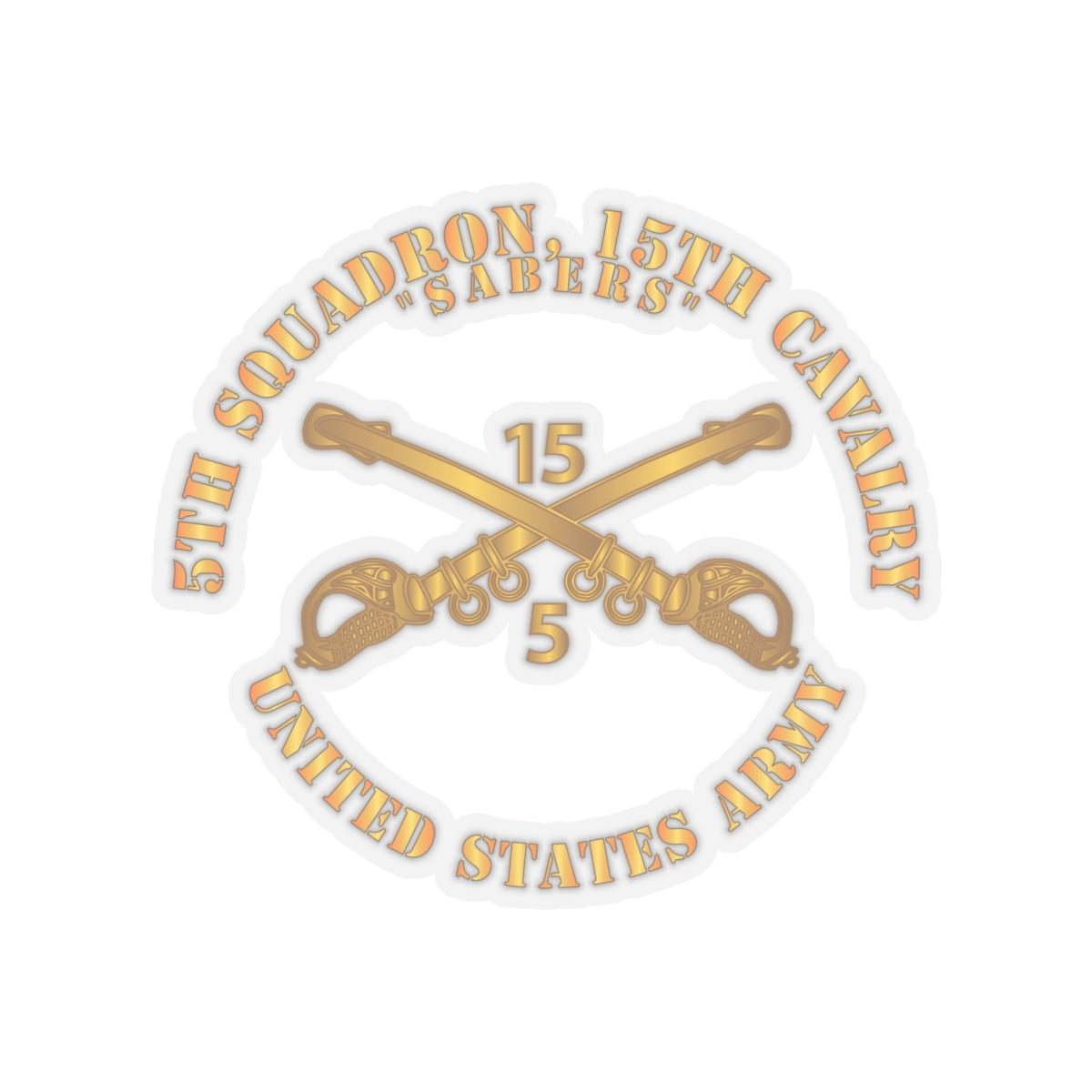 Kiss-Cut Stickers - Army -  5th Squadron, 15th Cavalry - Sabers w Br