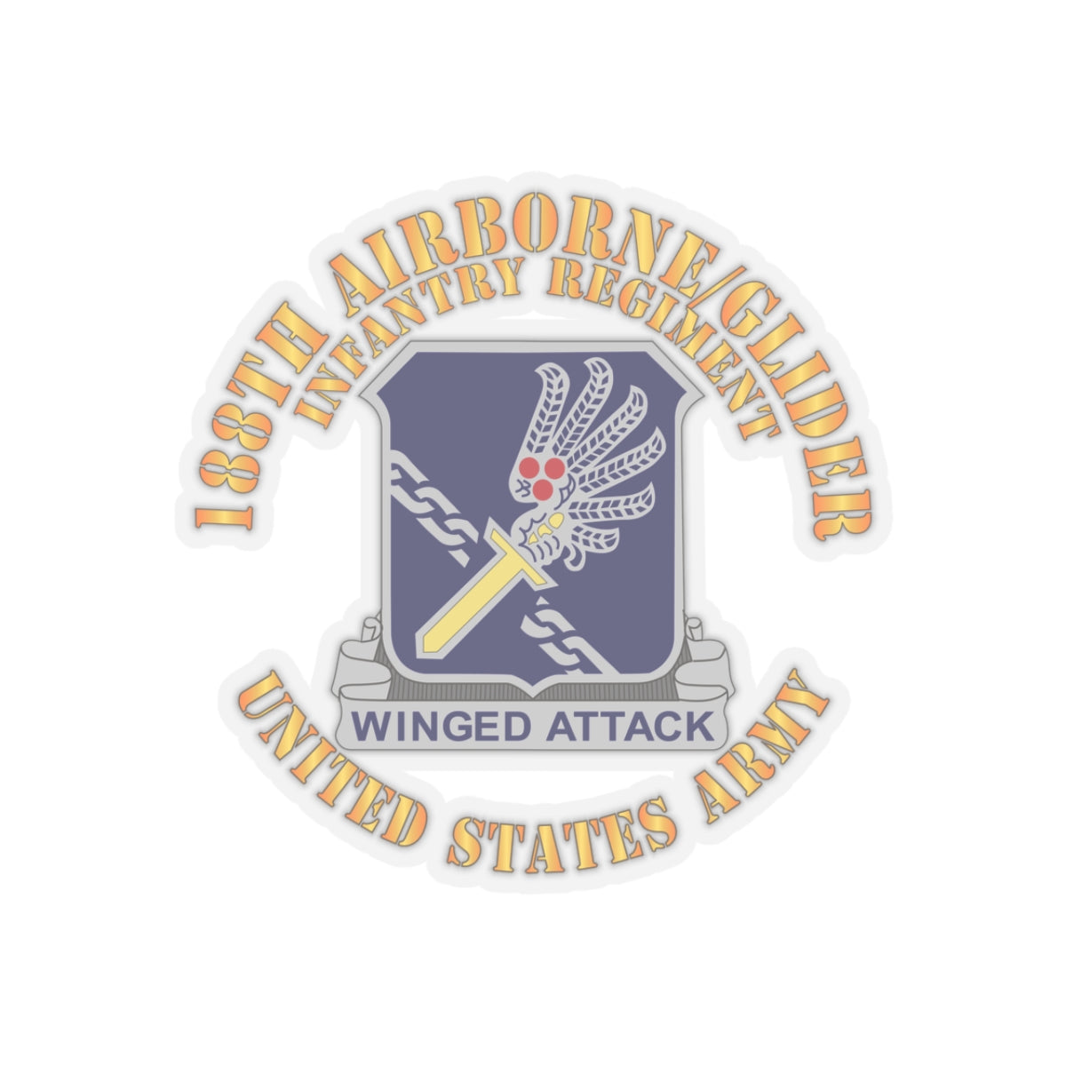 Kiss-Cut Stickers - Army  - 188th Airborne - Glider Infantry Regiment - DUI X 300