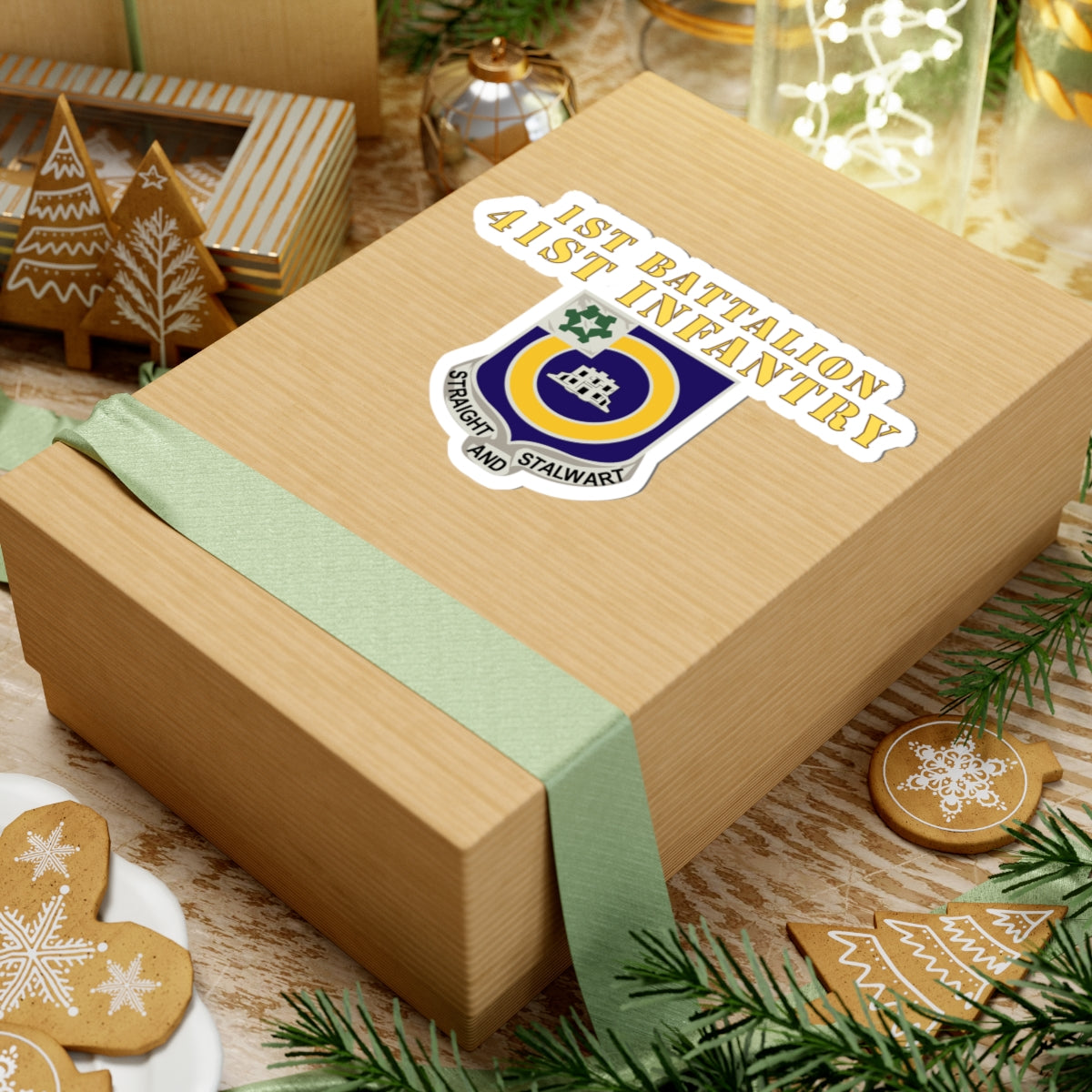 Kiss-Cut Stickers - Army - 1st Bn 41st  Infantry - DUI X 300 - Hat