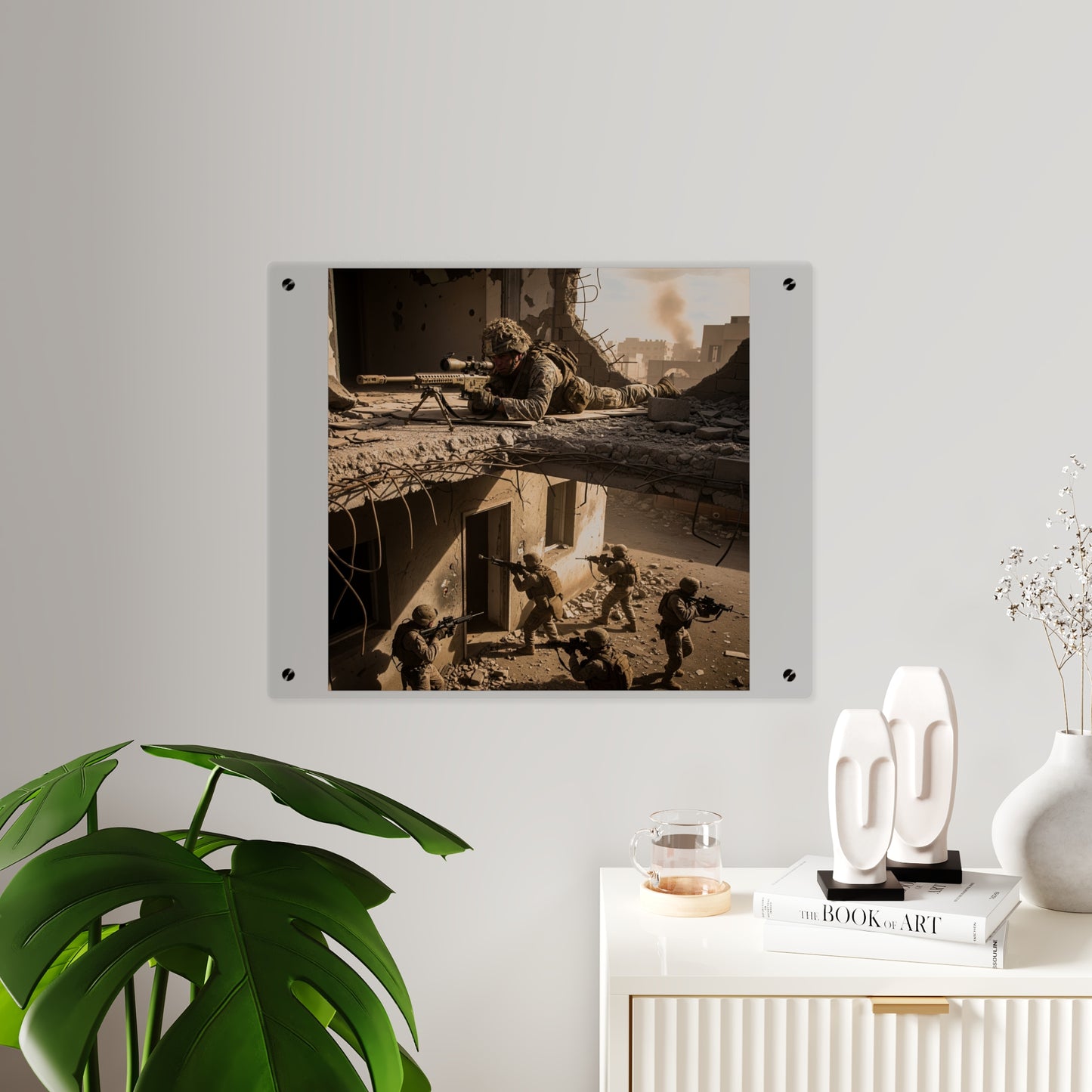 Acrylic Wall Art Panel - Marine Sniper Providing Overwatch for Breach Team