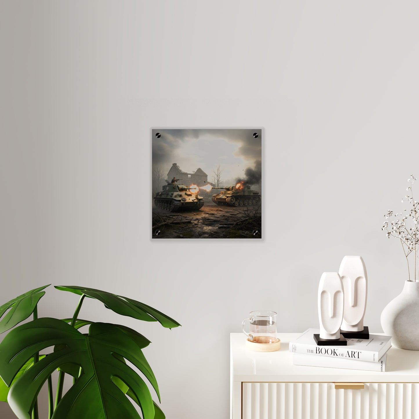 Acrylic Wall Art Panel - M10 Wolverine battles German Panzer Tank WWII