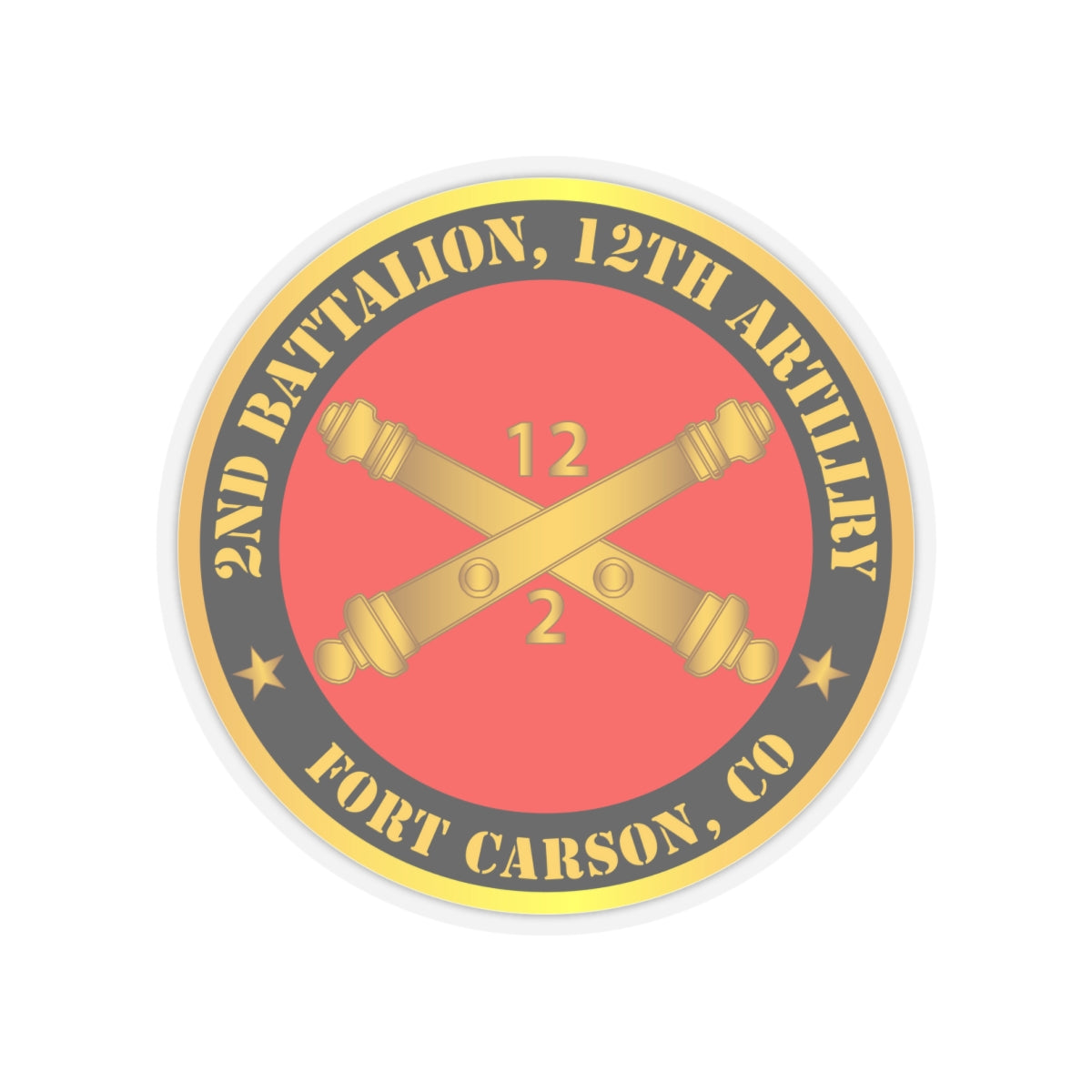 Kiss-Cut Stickers - Army - 2nd Battalion, 12th Artillery Regiment w Branch Ft Carson, CO