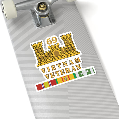 Kiss-Cut Stickers - Army - 69th Engineer Battalion - ENG Branch - Vietnam Vet w VN SVC X 300