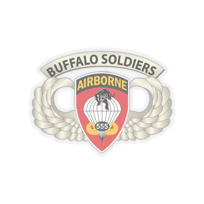 Kiss-Cut Stickers - Army - Airborne Badge - 555th Parachute Infantry Bn - SSI w  Buffalo Soldiers Tab