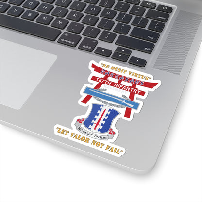 Kiss-Cut Stickers - Army - 187th Infantry Regiment - Torii, Rakkasans, Let Valor Not Fail, English, Latin w CIB