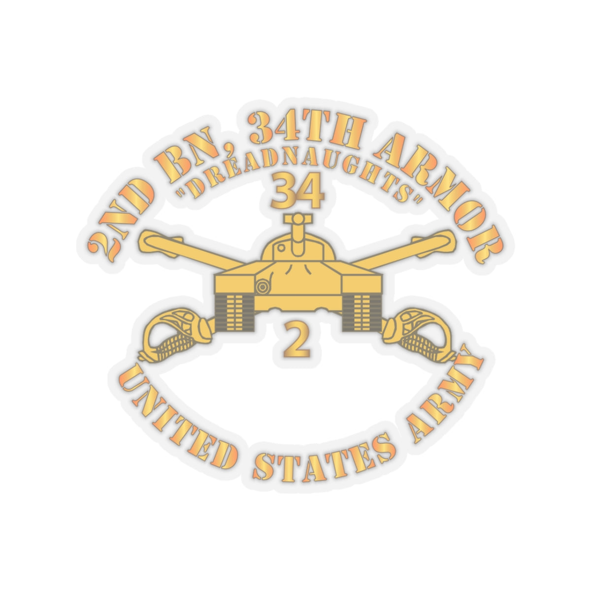 Kiss-Cut Stickers - Army - 2nd Bn 34th Armor - Dreadnaughts - Armor Branch