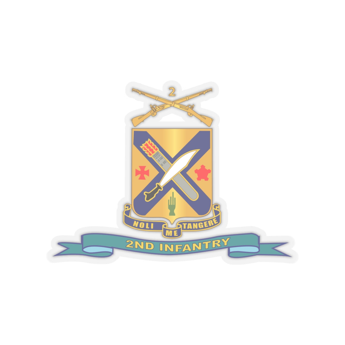 Kiss-Cut Stickers - Army - 2nd Infantry Regiment  w Br - Ribbon