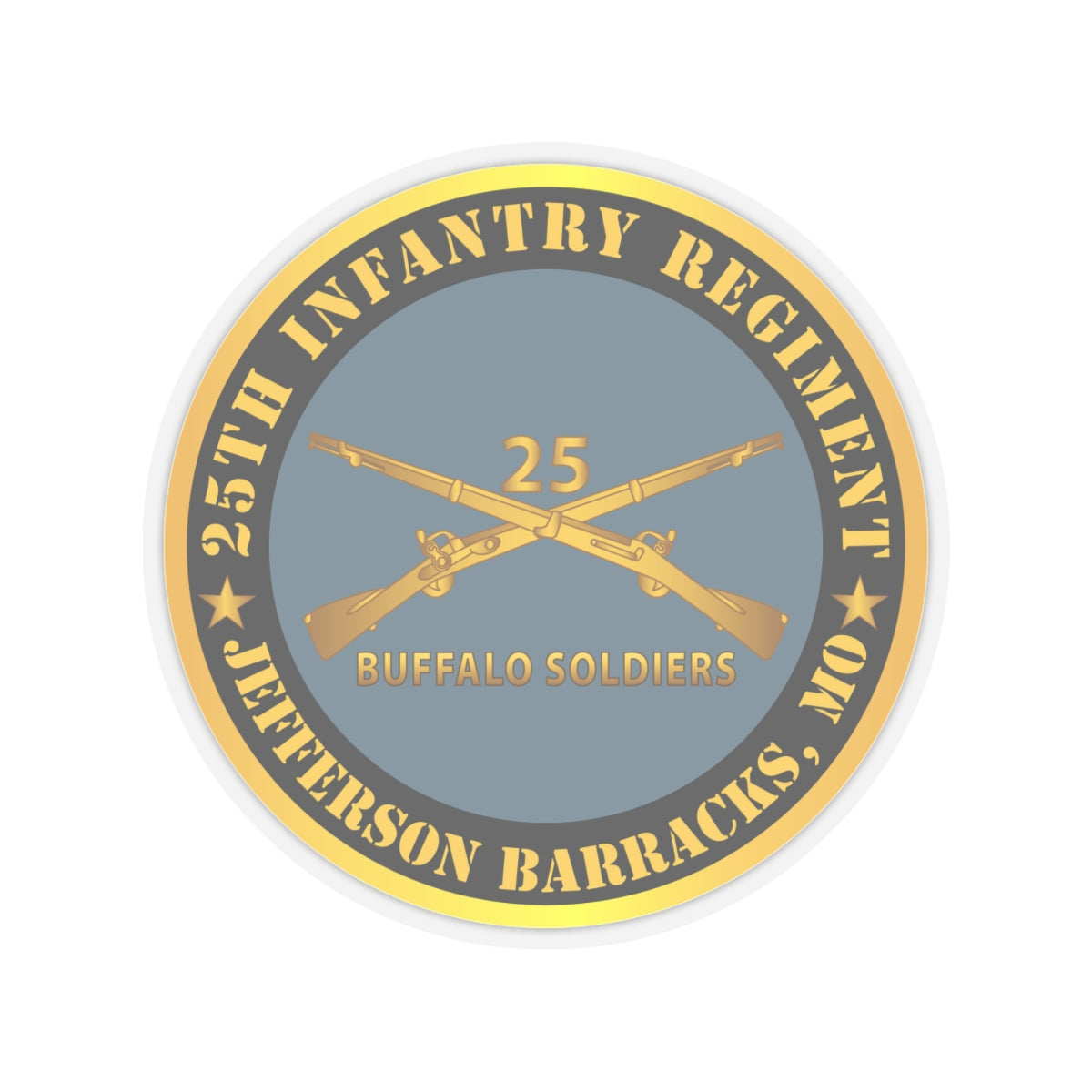 Kiss-Cut Stickers - Army - 25th Infantry Regiment - Jefferson Barracks, MO - Buffalo Soldiers w Inf Branch