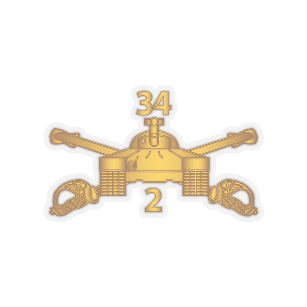 Kiss-Cut Stickers - Army - 2nd Bn 34th Armor - Armor Branch wo Txt