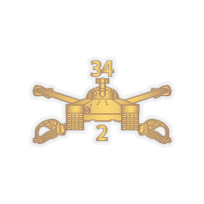 Kiss-Cut Stickers - Army - 2nd Bn 34th Armor - Armor Branch wo Txt