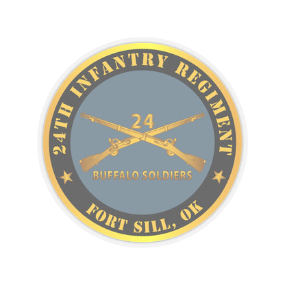 Kiss-Cut Stickers - Army - 24th Infantry Regiment - Fort Sill, OK - Buffalo Soldiers w Inf Branch