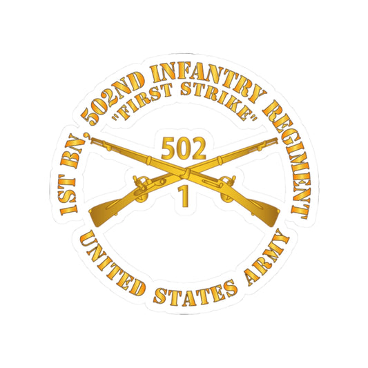 Kiss-Cut Stickers - Army - 1st Bn 502nd Infantry Regt - First Strike - Infantry Br