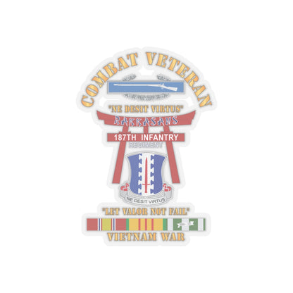 Kiss-Cut Stickers - Army - Combat Veteran - 187th Infantry Regiment - Torii, Rakkasans, Let Valor Not Fail, English, Latin w CIB w VN SVC X 300
