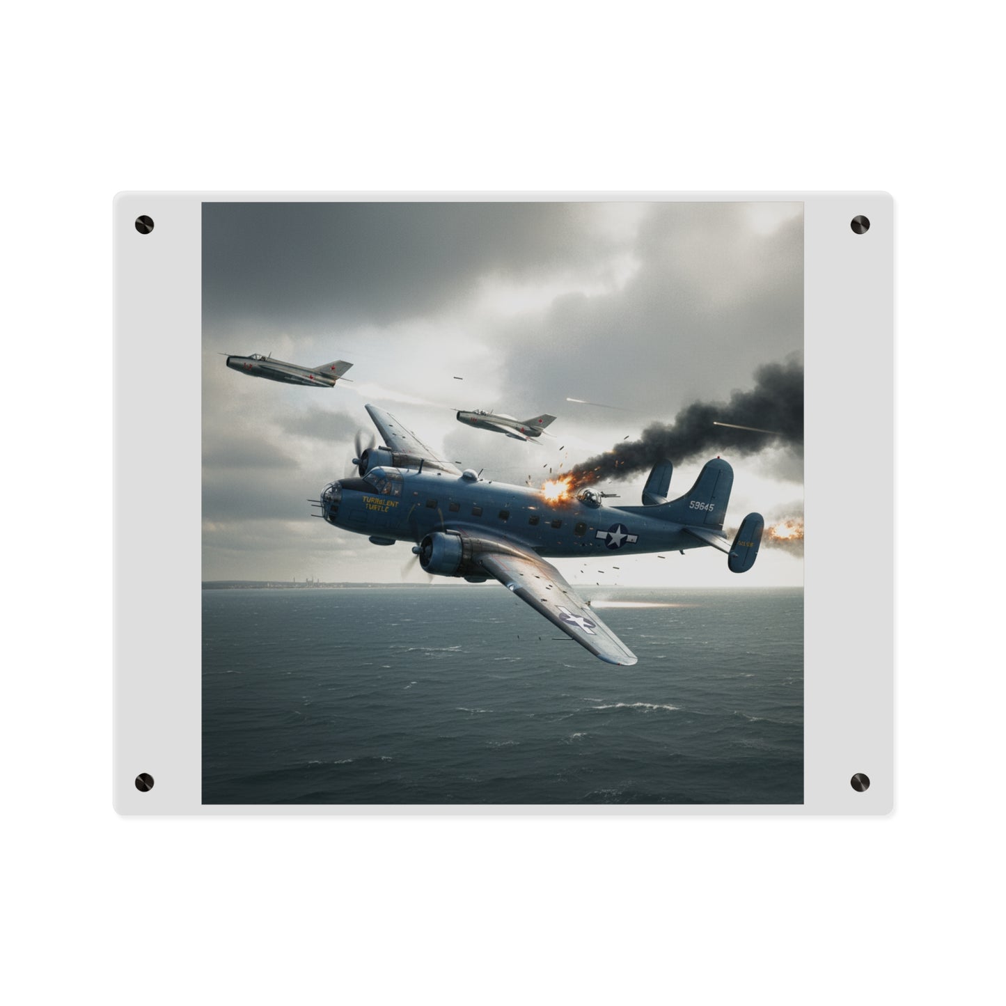 Acrylic Wall Art Panel - April 8, 1950, Baltic Sea - Latvia Soviet fighters shot down a U.S. Navy PB4Y-2 - Liberator - Cold War