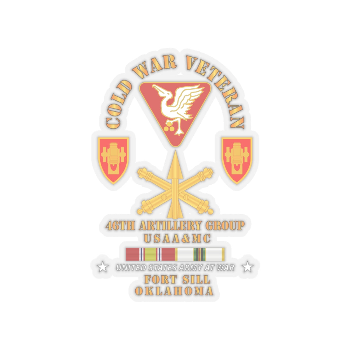 Kiss-Cut Stickers - Army - Cold War Vet - 46th Artillery Group - Fort Sill, OK - Missle Branch w COLD SVC