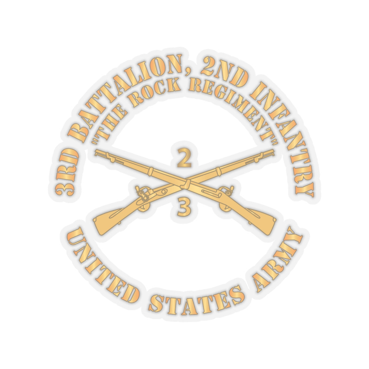 Kiss-Cut Stickers - Army - 3rd Battalion, 2nd Infantry Regiment Branch - The Rock Regiment - US Army