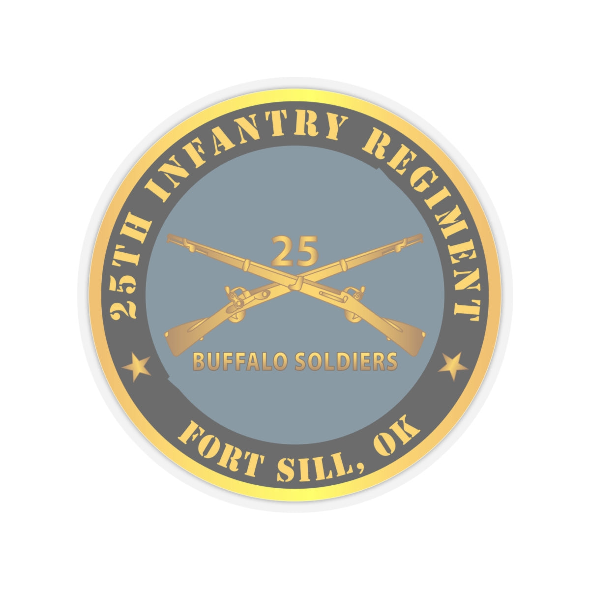 Kiss-Cut Stickers - Army - 25th Infantry Regiment - Fort Sill, OK - Buffalo Soldiers w Inf Branch