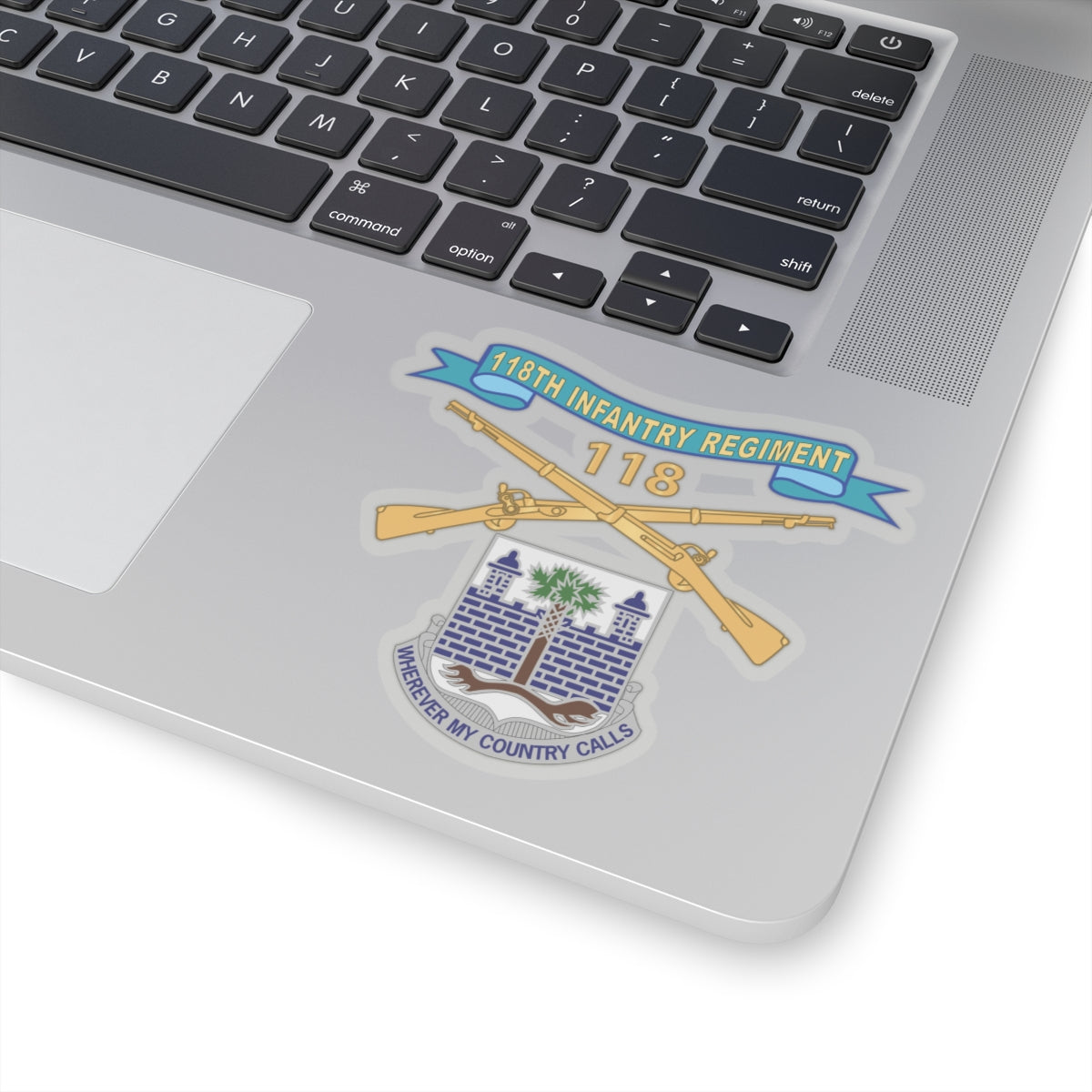 Kiss-Cut Stickers - Army - Army - Army - 118th Infantry Regiment w Ribbon - Br - DUI X 300