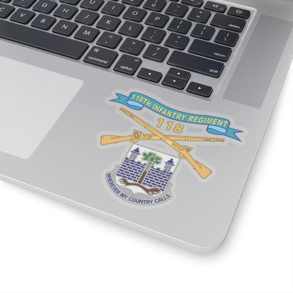 Kiss-Cut Stickers - Army - Army - Army - 118th Infantry Regiment w Ribbon - Br - DUI X 300