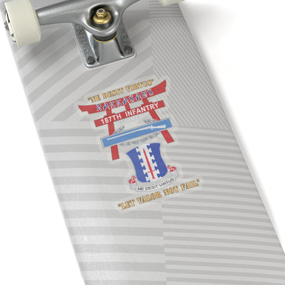 Kiss-Cut Stickers - Army - 187th Infantry Regiment - Torii, Rakkasans, Let Valor Not Fail, English, Latin w CIB